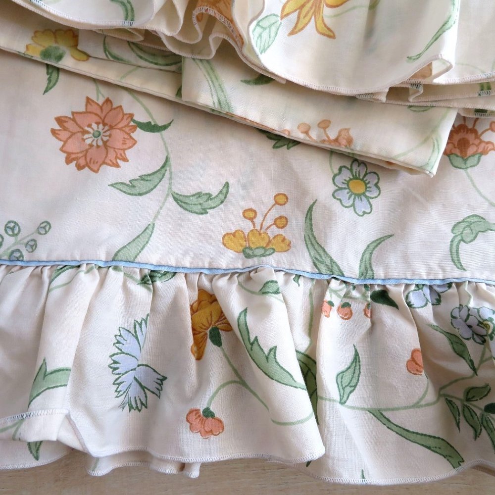 Vintage Martex Full Flat Sheet 2 Pillowcases Floral Ruffle Percale Cottage Core